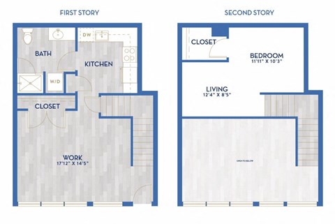 Floor plan for 1 bed, 1 bath, 895 sqft
